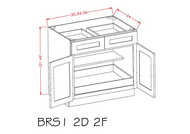 White 2 Doors 2 Drawers Base Cabinet Y81760