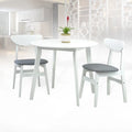 Set of 2 Chairs and Round Dining Table Solid Wood Padded Seat White L4921
