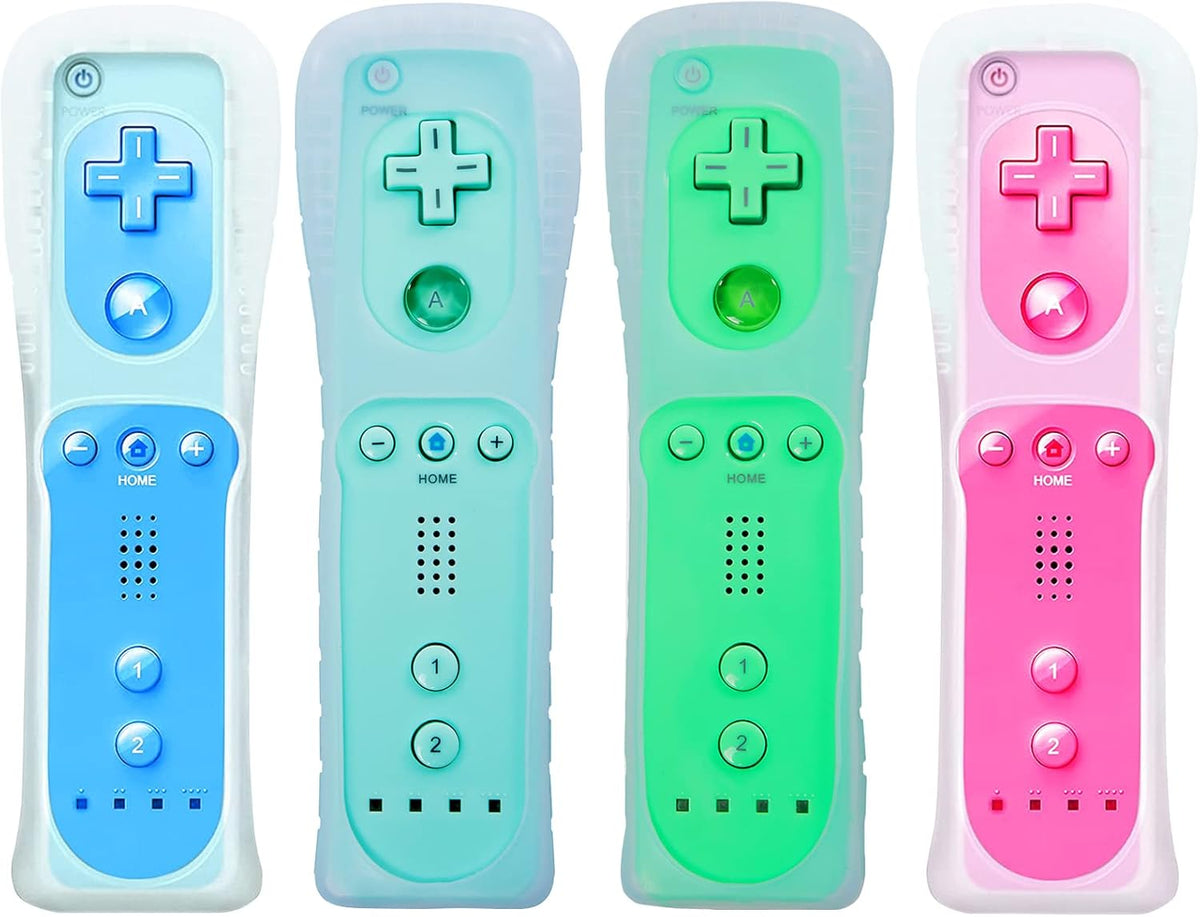 Light Blue Wii Remote Controller 2 Pack with Silicone Case and Wrist Strap J5036