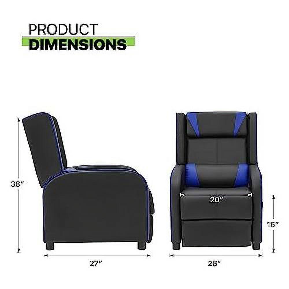 Blue PU Leather Racing Reclining Single Sofa M852