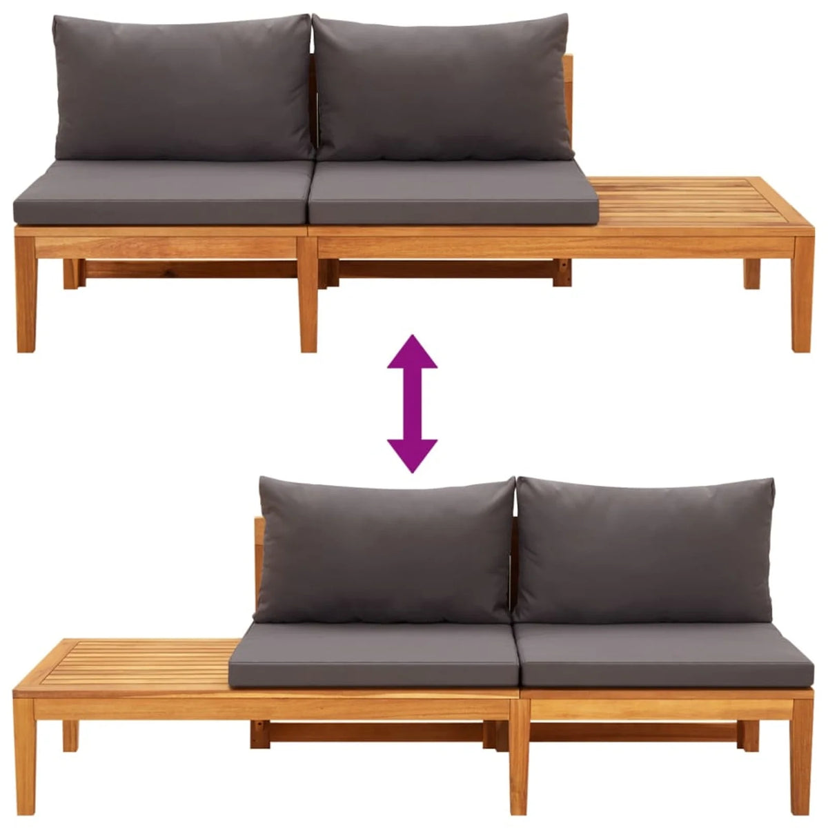 4 Piece Dark Gray Cushioned Acacia Wood Patio Lounge Set L56165