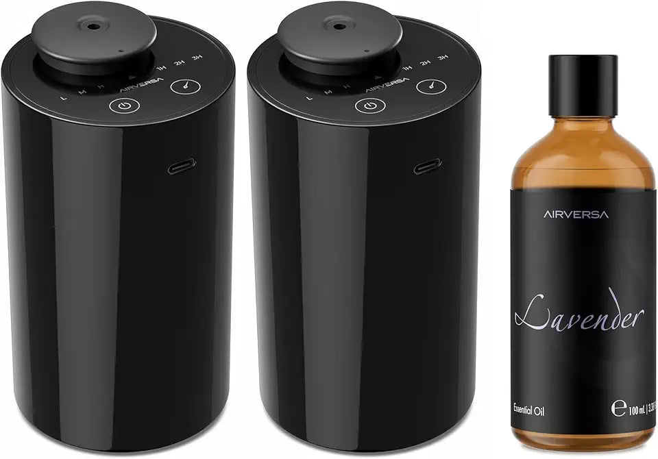 Black Waterless Diffuser 2PCS + 100mL Lavender Oil Y273