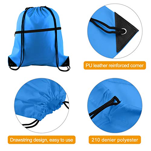 12Pcs Drawstring Backpack Bags with Zipper Pocket and Headphone Hole D45018