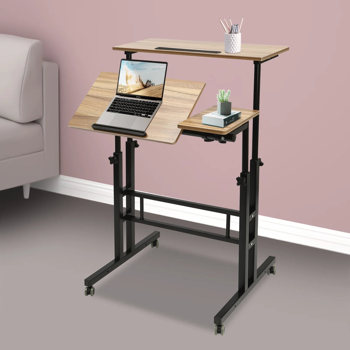 Mobile Stand Up Desk with Wheels L14807
