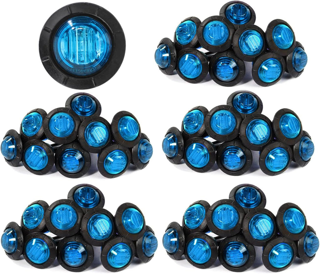 3/4 Inch Amber 3 LED Round Side Marker Indicator Lights with Black Rubbers 12V DC J3116