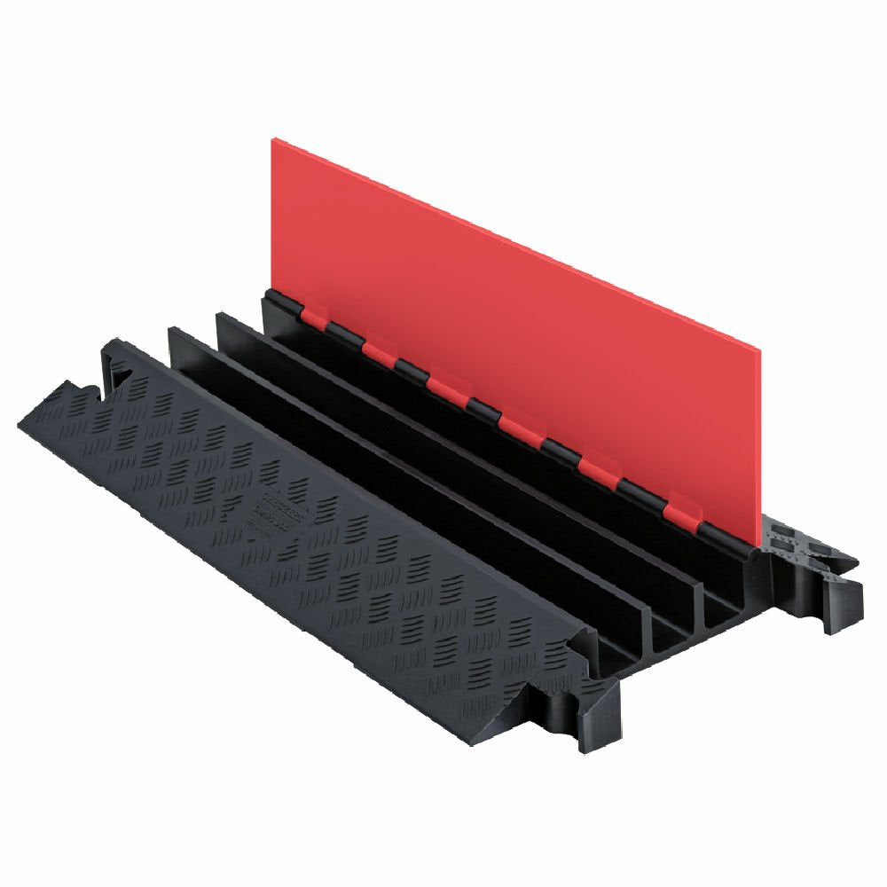 3 Channel Polyurethane Cable Protector with Dog Bone Connector, Orange Lid with Black Ramp H6102