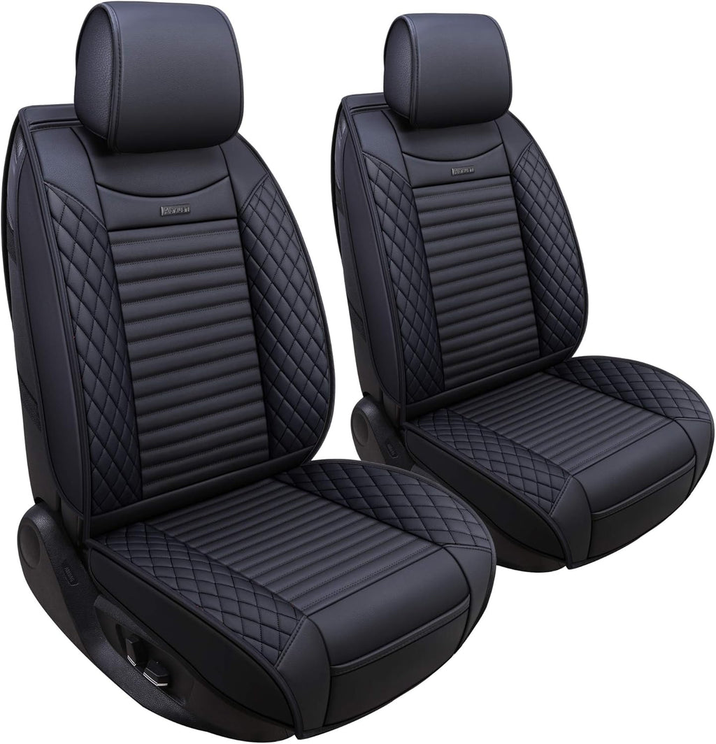 5 Car Seat Covers Full Set Waterproof Leather Universal Fit Black-Red U84129