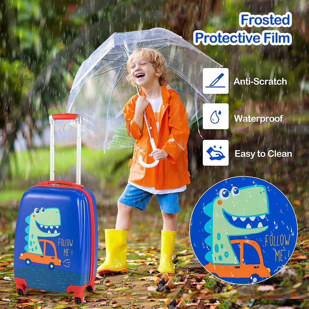 Blue Dinosaur 2 Pcs Kids Luggage Set with Rolling Spinner Wheels R609