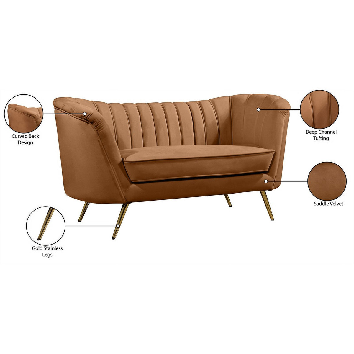 Saddle Velvet Loveseat D32417