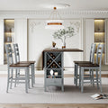 5 Piece Counter Height Dining Set with Wine Rack and Drop Leaf T549