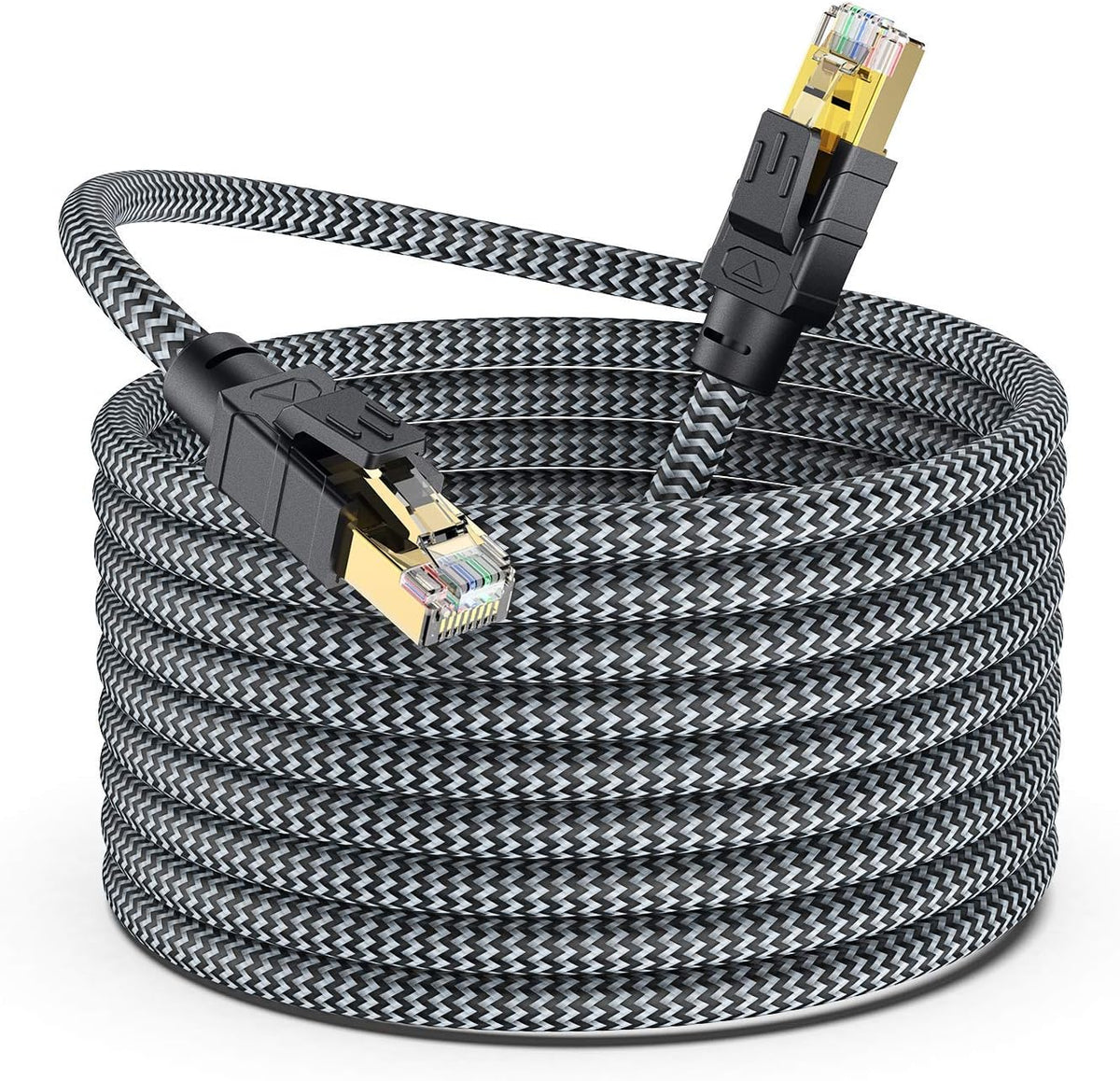 Cat 8 Ethernet Cable 200 ft 26AWG 40Gbps 2000Mhz with Gold Plated RJ45 Connector U54839