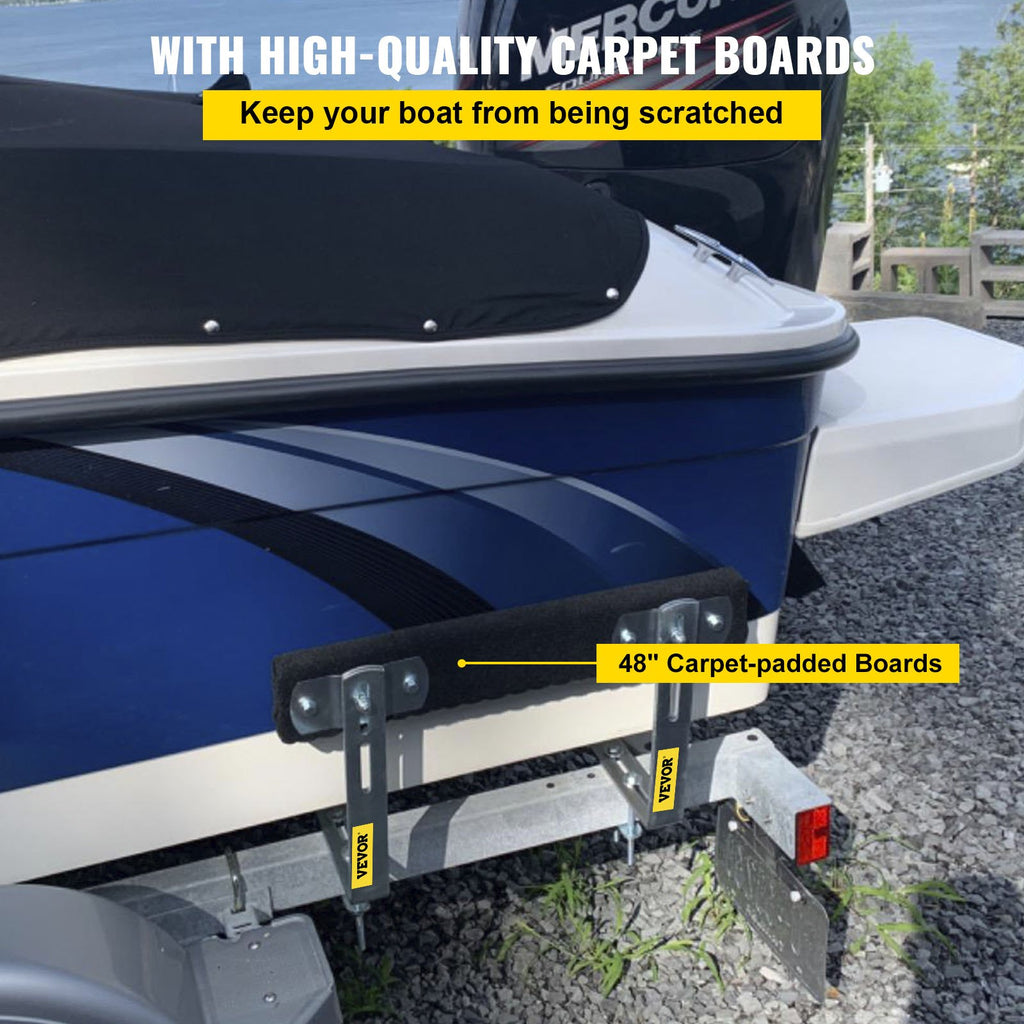 48" Boat Trailer Guide-Ons, 2-Pack, Rustproof Steel with Carpet-Padded Boards F908