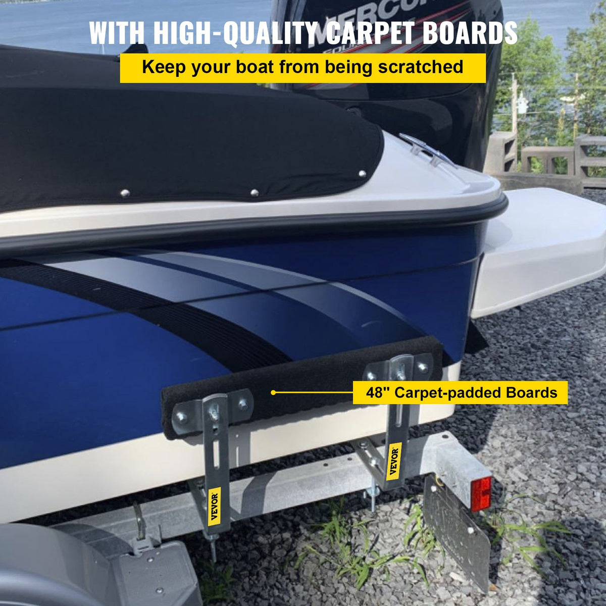 48" Boat Trailer Guide-Ons, 2-Pack, Rustproof Steel with Carpet-Padded Boards F908