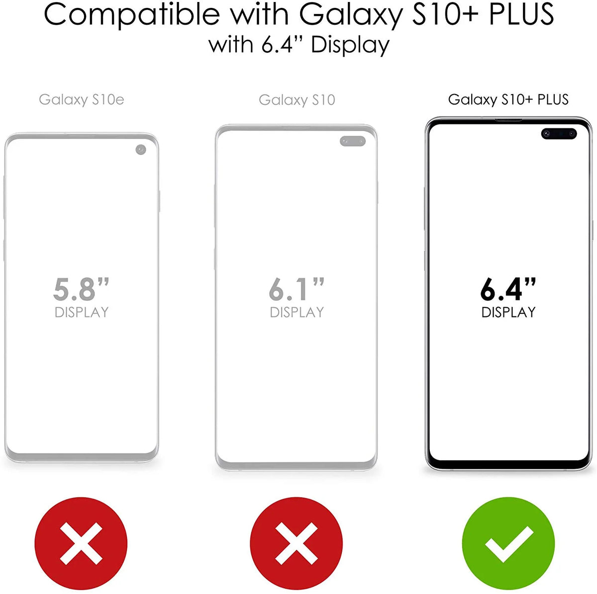 Clear Shockproof Hybrid Case for Samsung Galaxy S10+ with Tempered Glass Screen Protector X360
