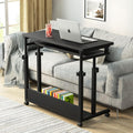 Black Height Adjustable Rolling Computer Desk with Keyboard Tray F495
