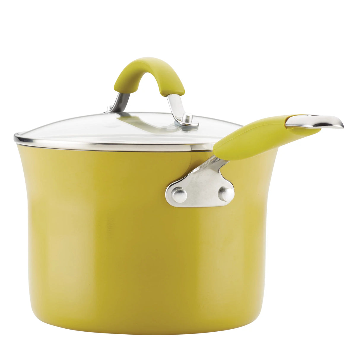 12 Piece Hard Porcelain Enamel Nonstick Pots and Pans, Lemongrass Green N397
