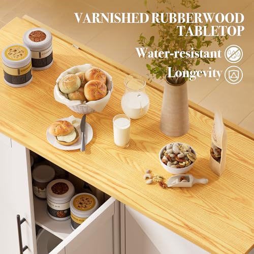 White Rolling Kitchen Island with Storage R1324