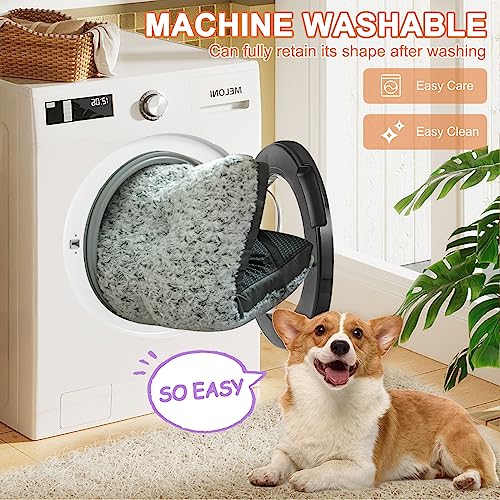 Grey Washable Plush Dog Bed, 35"x23" F4266