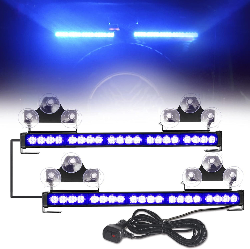 2 in 1 Amber White LED Traffic Advisor Strobe Light Bar Pack of 2 I94508