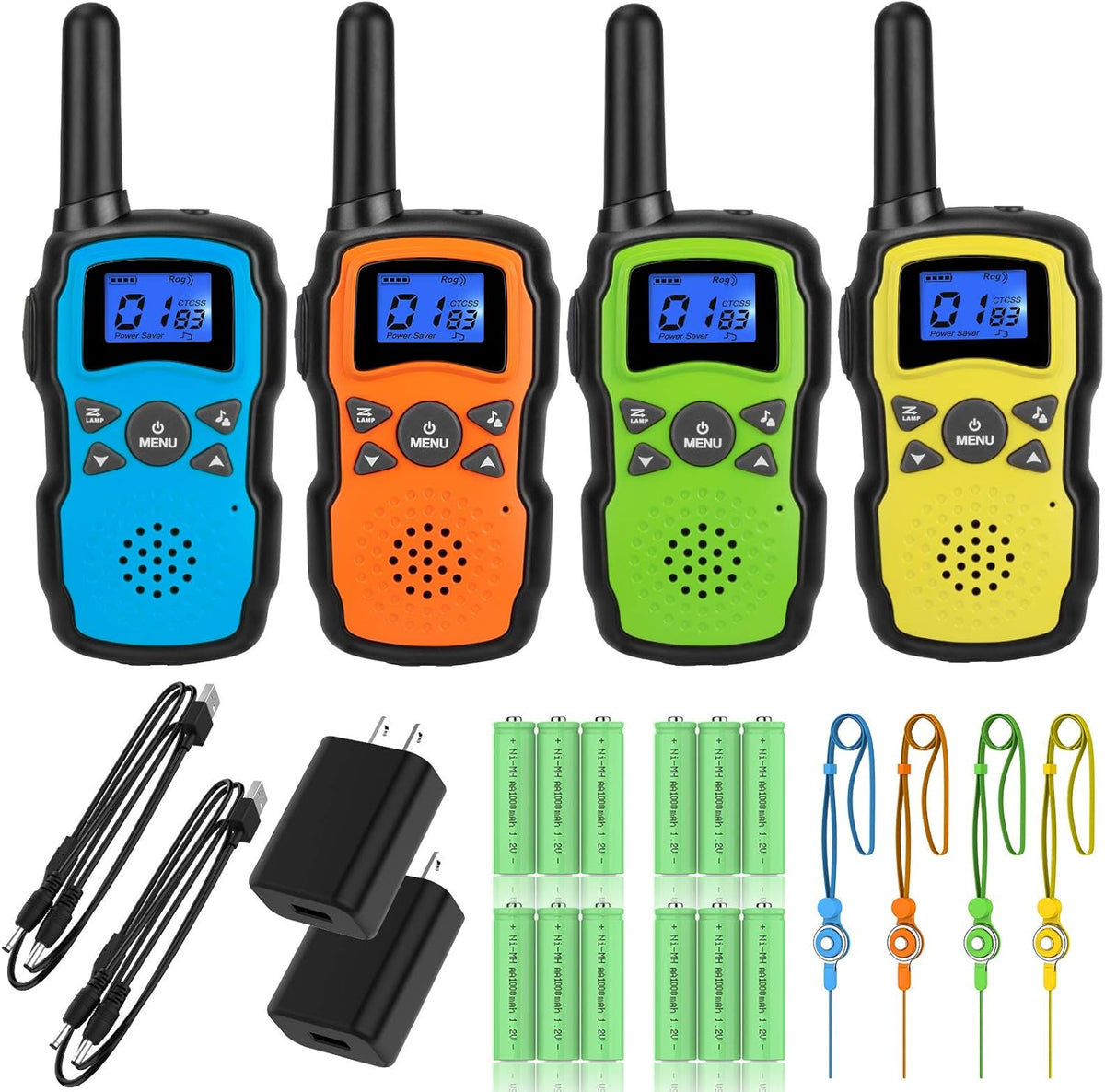 Rechargeable 4 Pack 2 Way Radio Walkie Talkies with 2 USB Chargers 12000mAh Battery Q648036