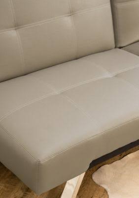 Gray Leather Convertible Sofa Y3703