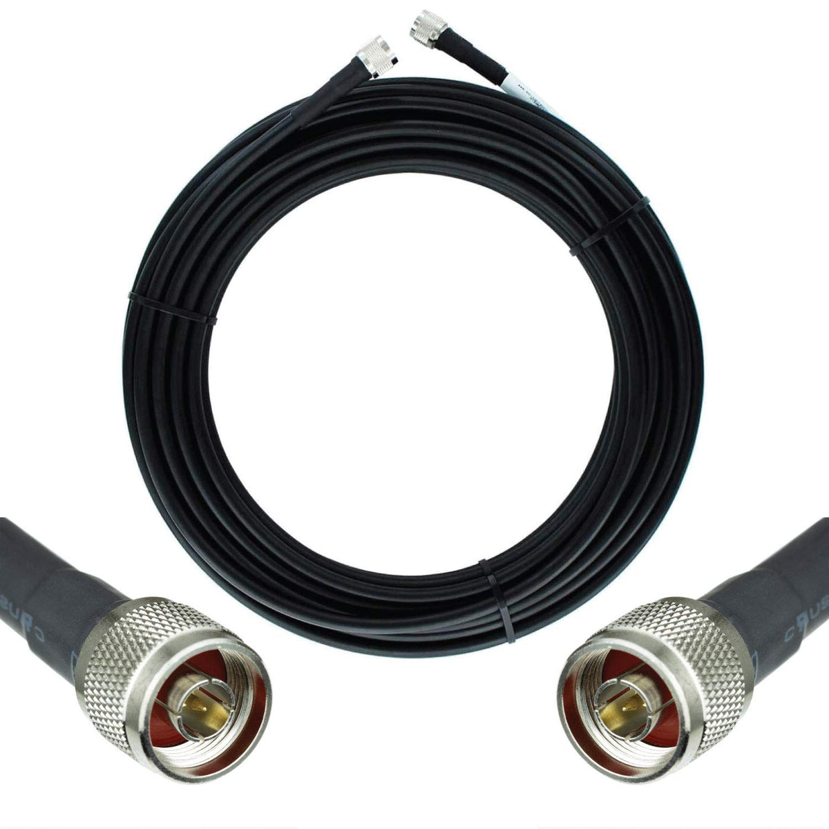 50-ohm N-Male to N-Male Black Coax Cable 60ft G856
