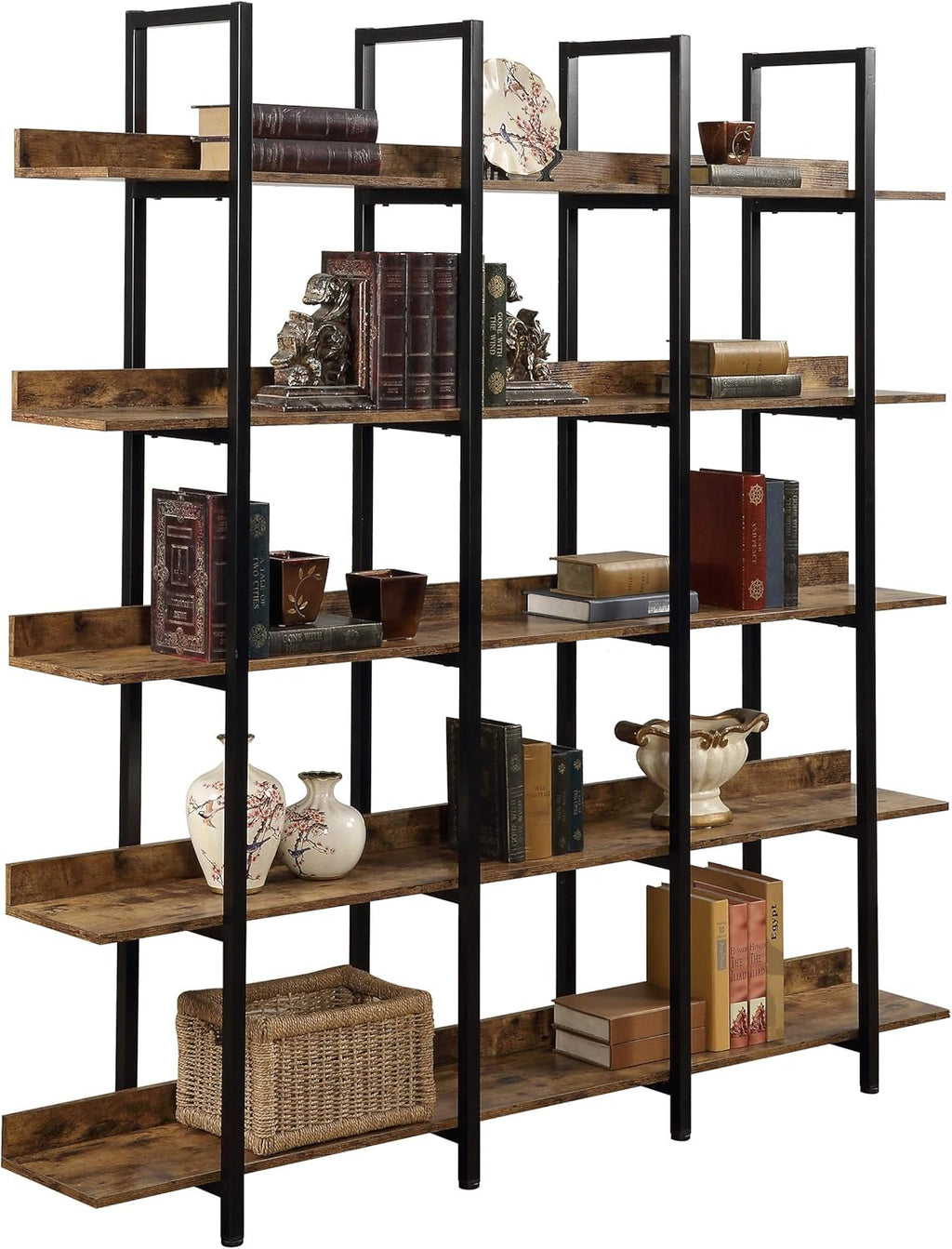 5 Tier Open Bookshelf with Metal Frame R28619