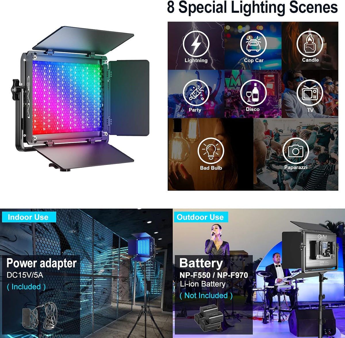 RGB LED Video Light 65W 2 Packs Aluminum Alloy J161093