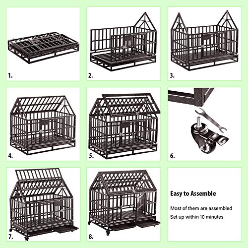 Brown Heavy Duty Dog Cage Crate Kennel with Four Wheels 38 inch D408285
