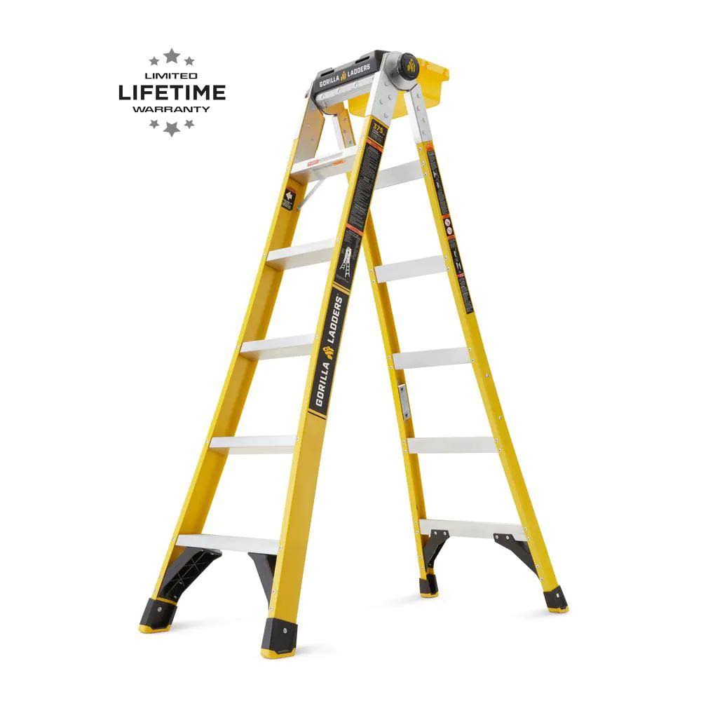 15 ft. Reach Twin Step Fiberglass Multi-Position Ladder, 375 lbs. Load Capacity Type IAA Duty Rating R400