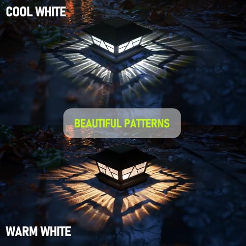4 Pack Solar Post Cap Lights Waterproof Color Changing Warm White/Cool White for 4x4 5x5 6x6 Wood Posts E13754