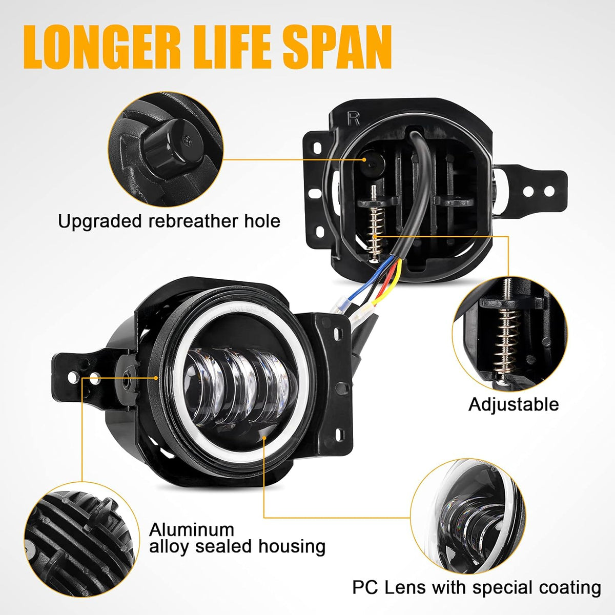 4 inch Round LED Fog Lights for Jeep Wrangler JL JLU 2018-2021 M783525