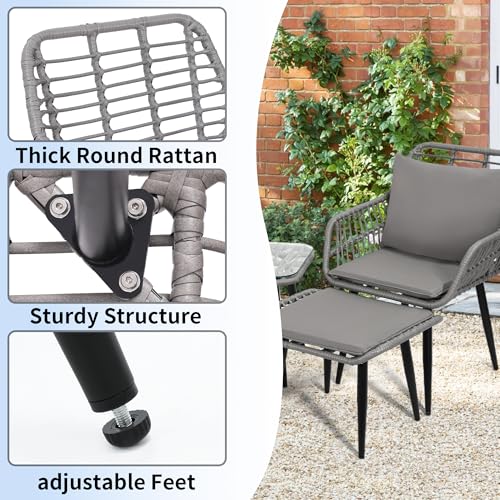 5 Piece Wicker Bistro Patio Conversation Furniture Set F180