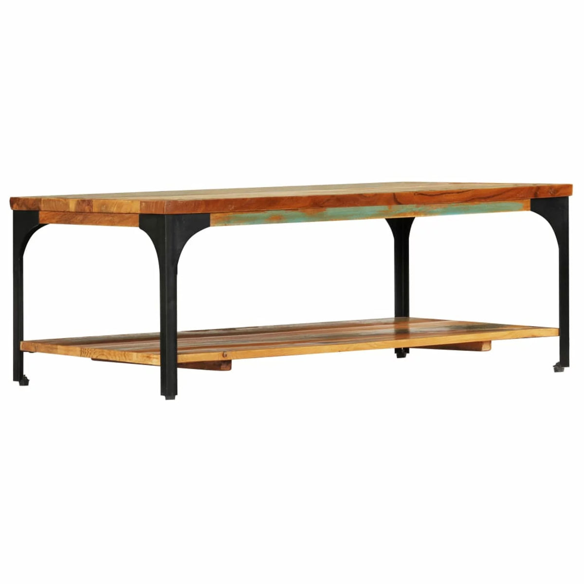 Coffee Table with Storage Shelf Reclaimed Wood Steel Frame S64681