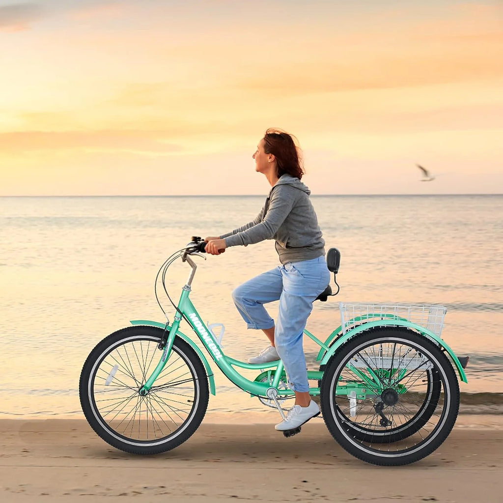 26 Adult Tricycle 7 Speed 450lbs Capacity with Shopping Basket F478