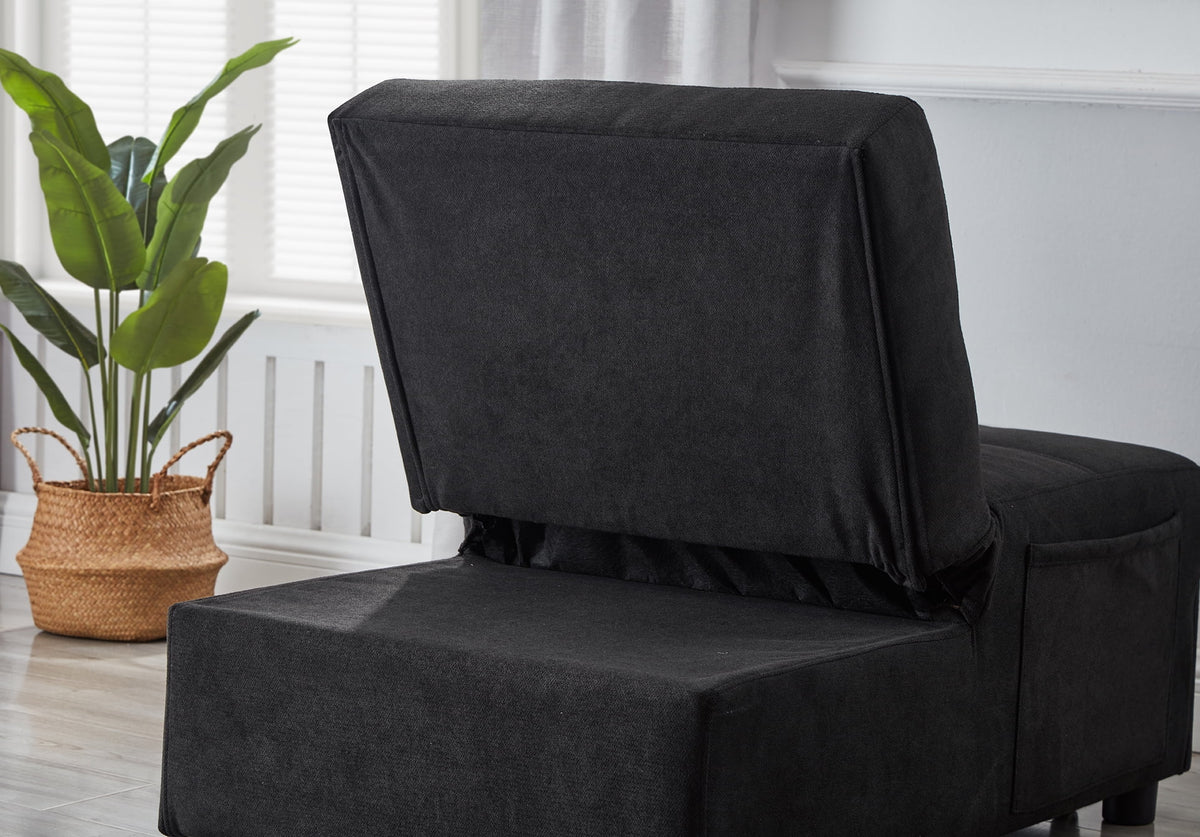 Recliner Chair Bed with Black Linen Fabric C7777