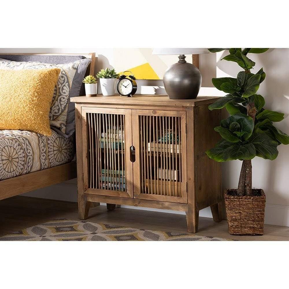 2-Door Wood Accent Storage Cabinet Medium Oak I763
