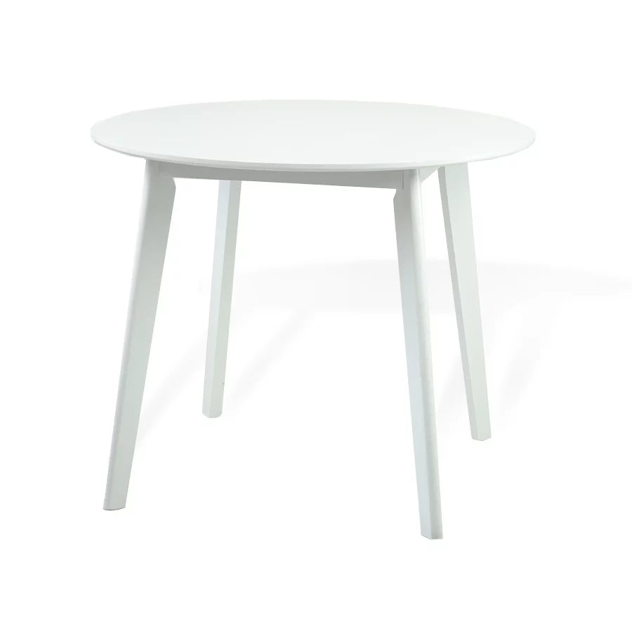 Set of 2 Chairs and Round Dining Table Solid Wood Padded Seat White L4921