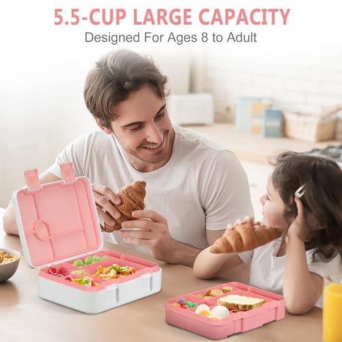 Kids 5 Compartment Leak-Proof Bento Lunch Box with Ice Pack and Utensils K448