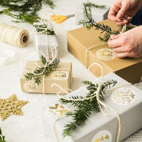1000Pcs Clear Gold Foil Christmas Stickers Y853866