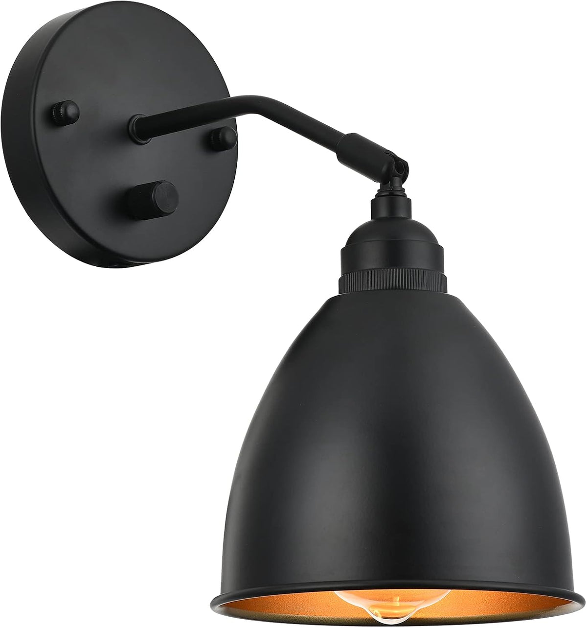 Industrial Farmhouse Metal Wall Sconce with on/Off Switch, Matt Black Funnel Shade S1451