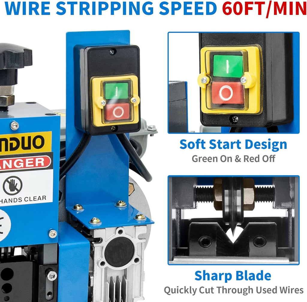 Automatic Wire Stripper Machine, 0.06-1inch, 60ft/Min A4856