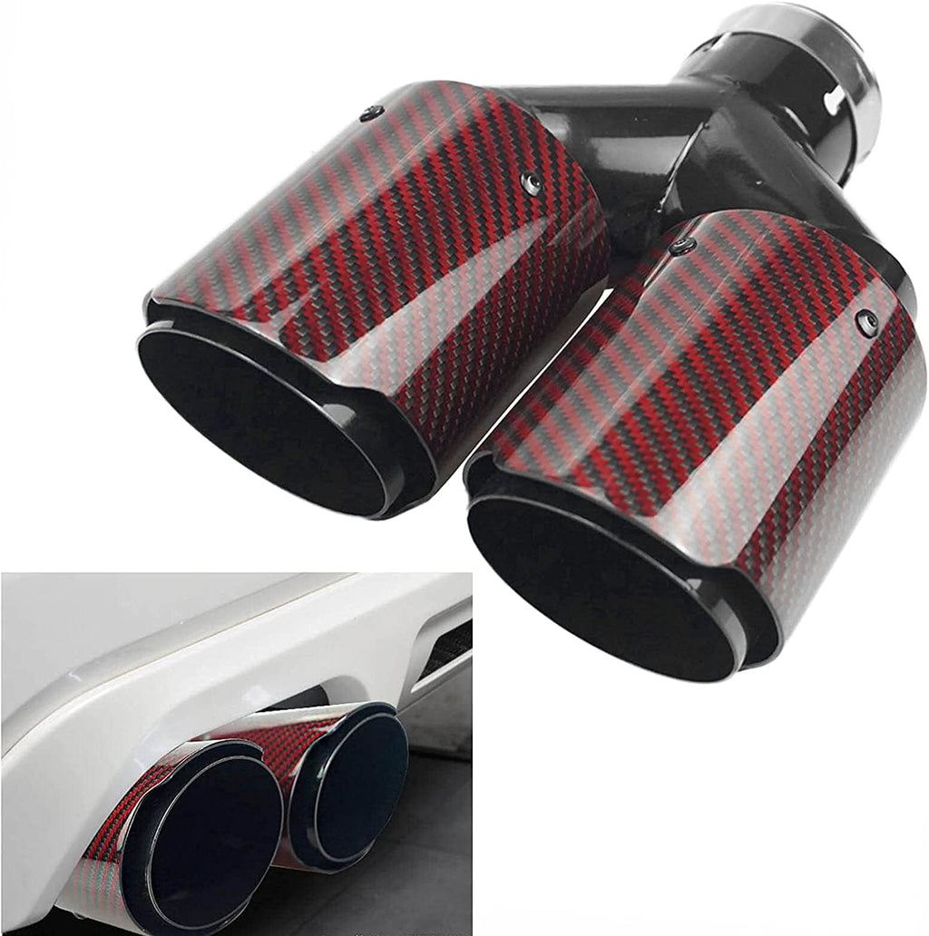 2.5" Inlet 63mm Double Exhaust Tip Carbon Car Exhaust Pipe Rear Tip 3.5" Outlet Glossy Blue S85146