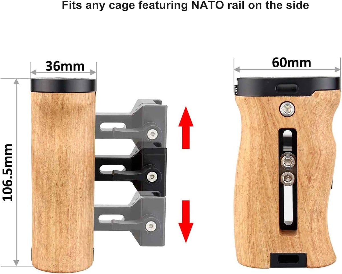 Adjustable Wooden Handle Grip with Cold Shoe Mount H785867