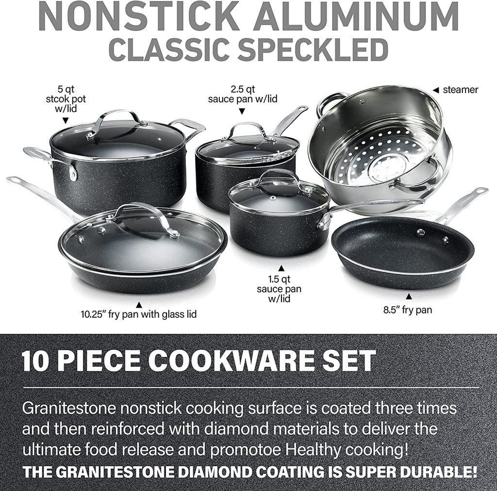 10 Piece Nonstick Granite Cookware Set T145849