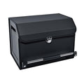 Car Organizer Trunk, Durable Collapsible Leather Trunk Organizer with Lid and Sturdy Handle, Auto Cargo Storage Compartments (11.4 x 27 x 12.2, Black) B958076