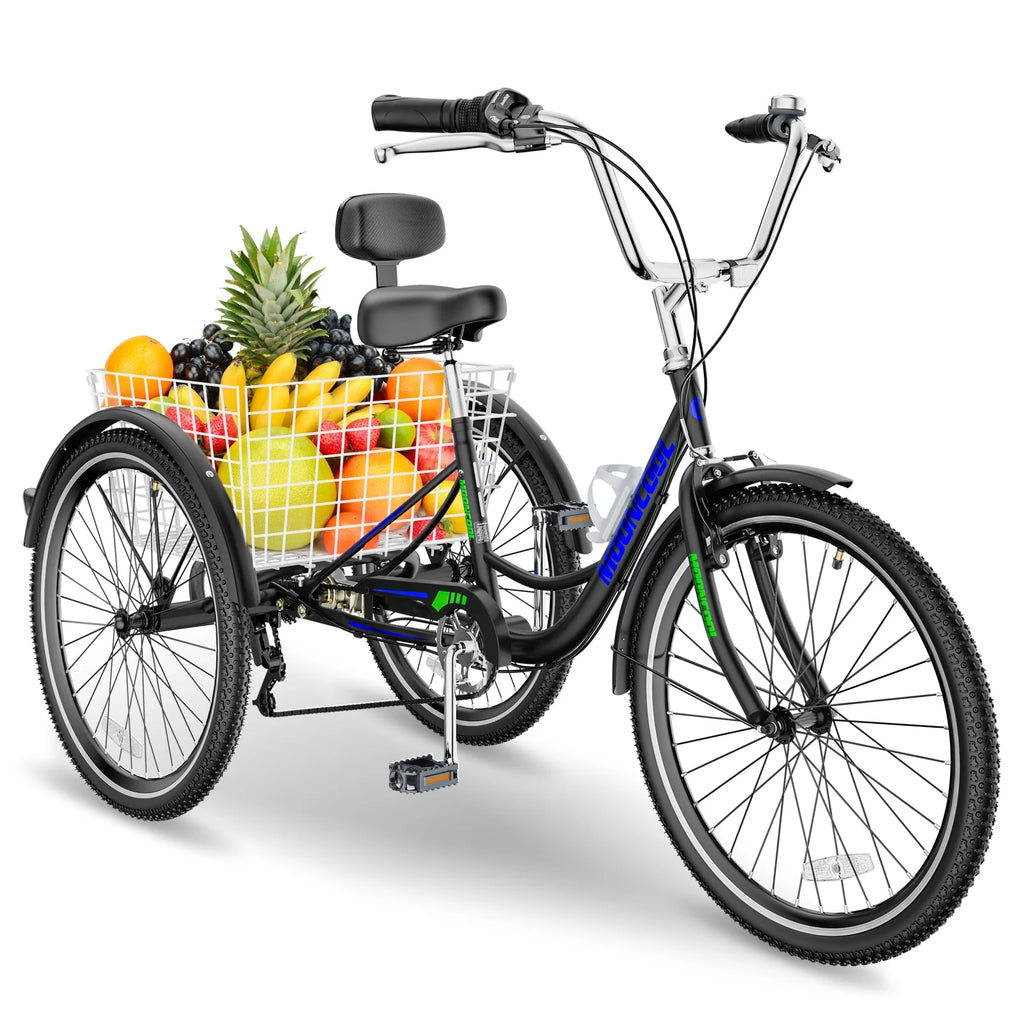 26 Adult Tricycle 7 Speed 450lbs Capacity with Shopping Basket F478