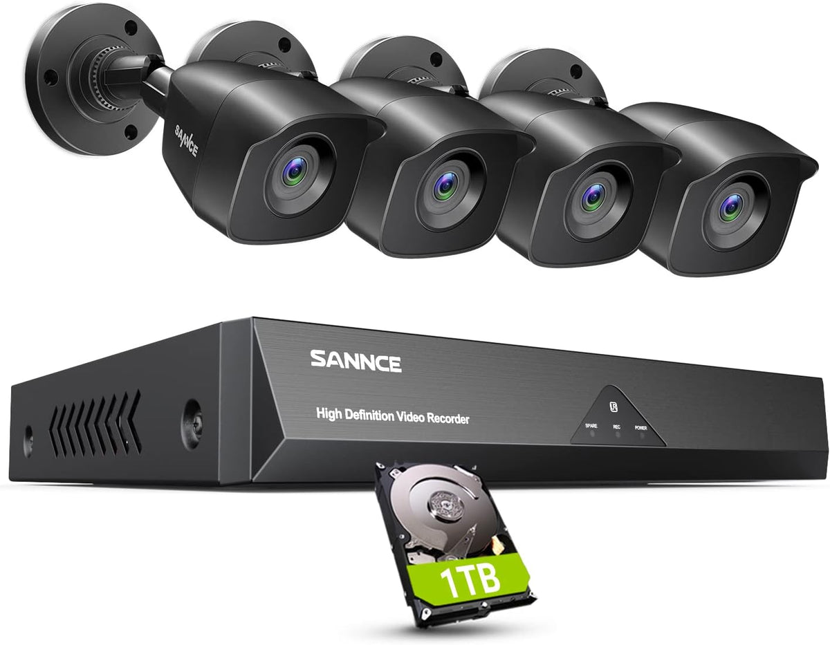 8CH 1080P Lite Wired Security Camera System with 4 x 1080P TVI Weatherproof CCTV Cameras H135
