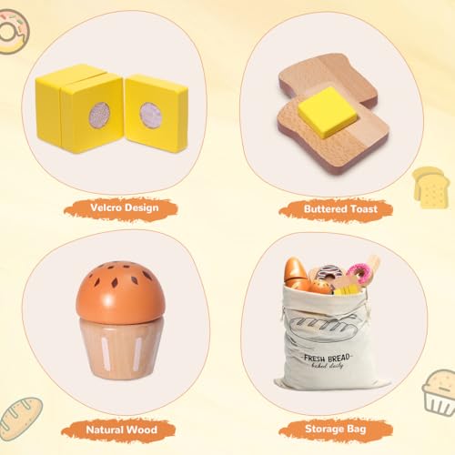Wooden Bakery Playset with Storage Bag P13423