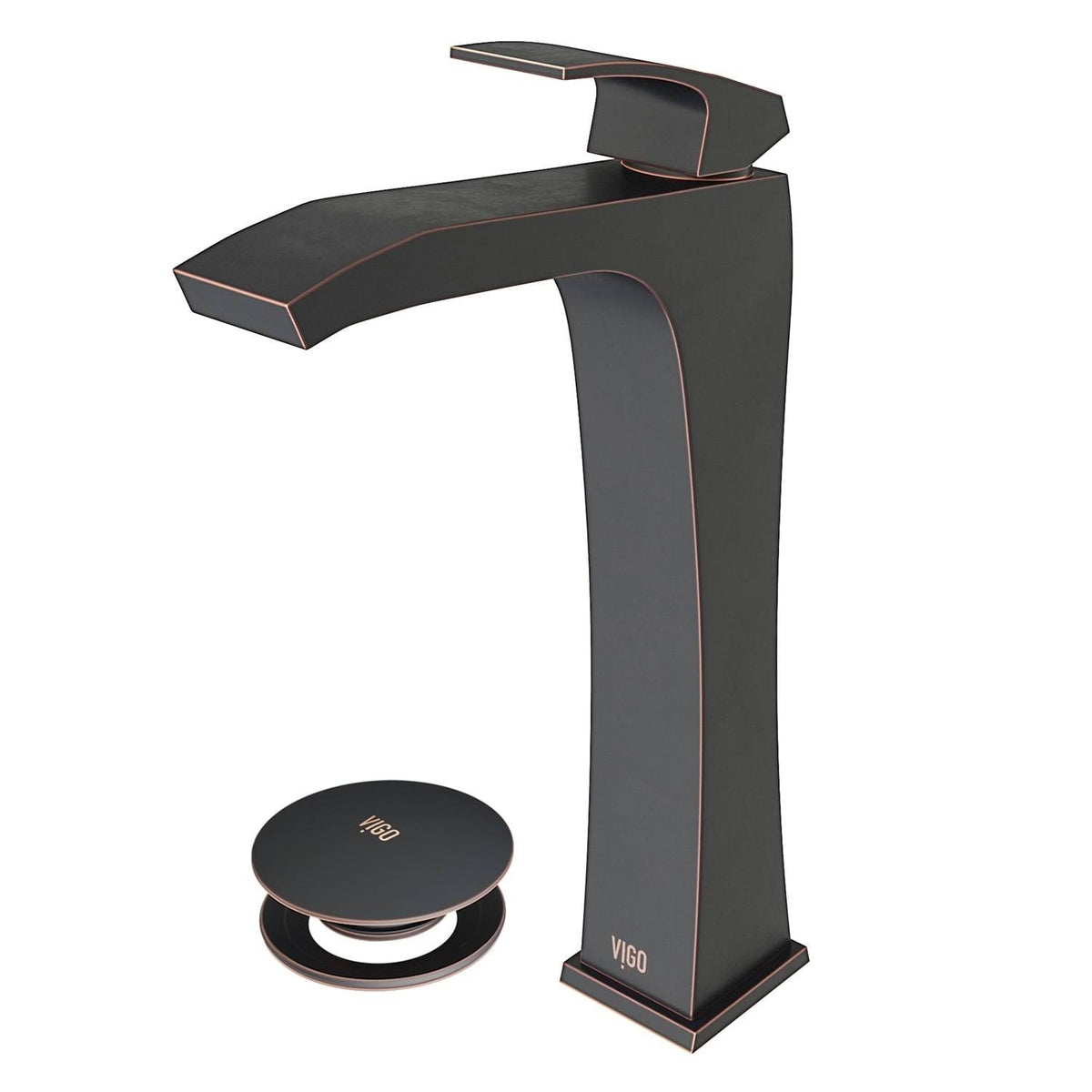 Antique Rubbed Bronze Bathroom Vessel Faucet with Pop Up L889389